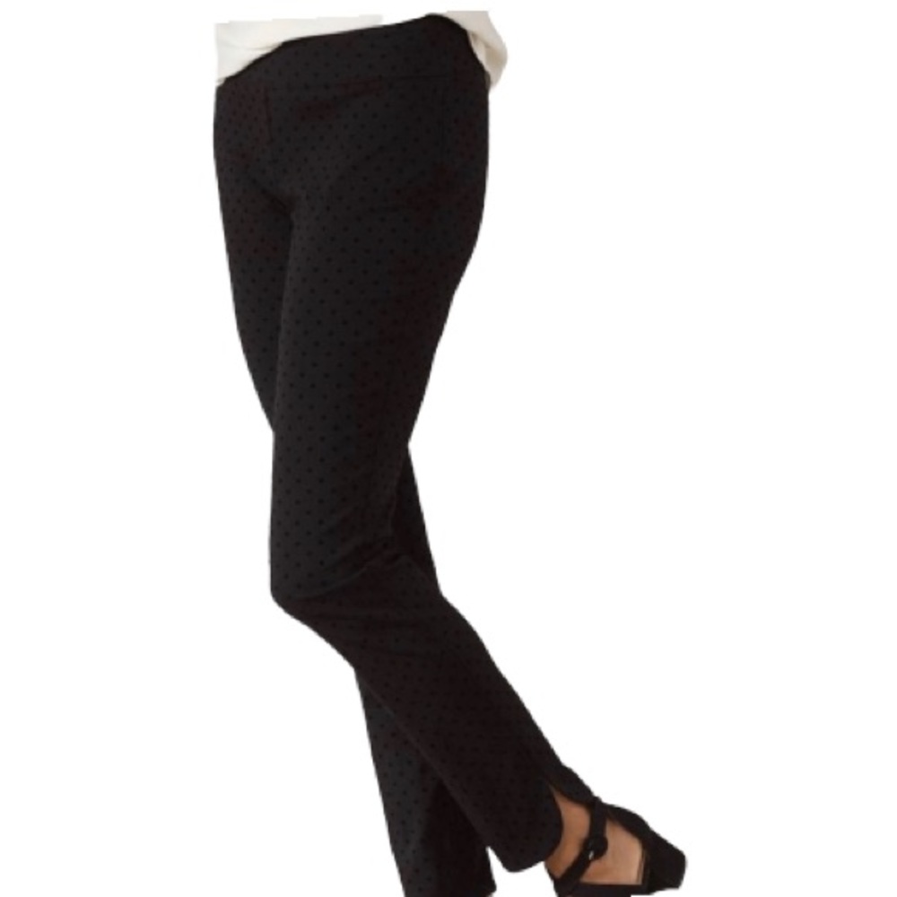 Soft surroundings black slim leg pull on velvet flock leggings size medium